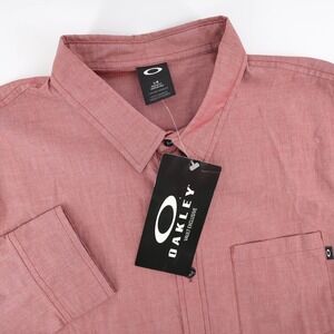 NEW Oakley Ellipse Solid LS Woven Button‎ Down Fired Brick Mens Large